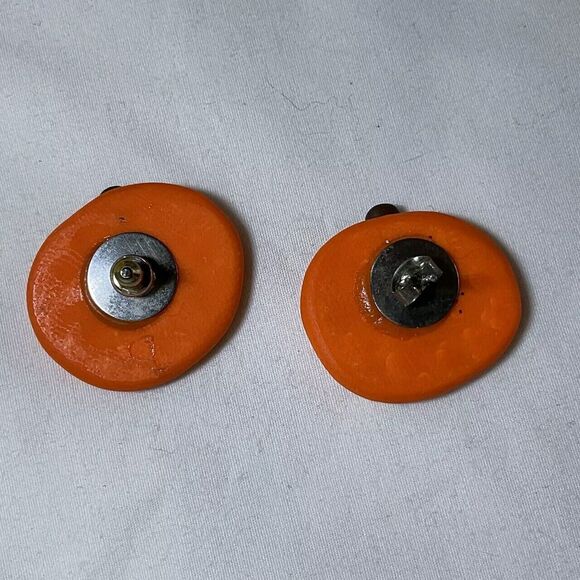 Handmade Clay Halloween Jack O Lantern Earrings - Picture 2 of 2